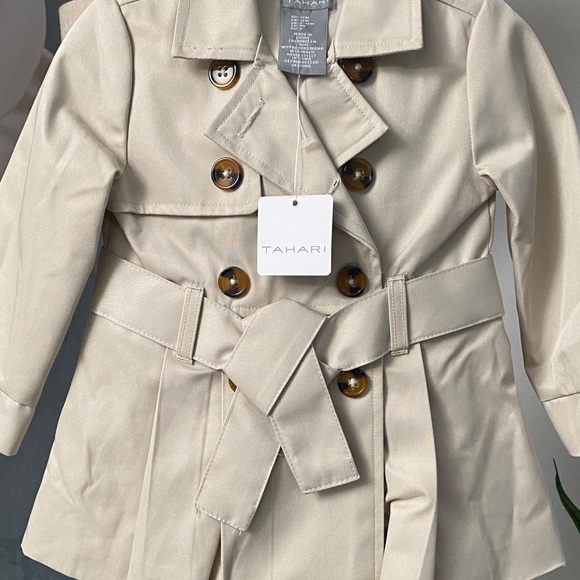 Tahari Kids Cream Double-Breasted Pea Coat with Belt - Picture 4 of 5